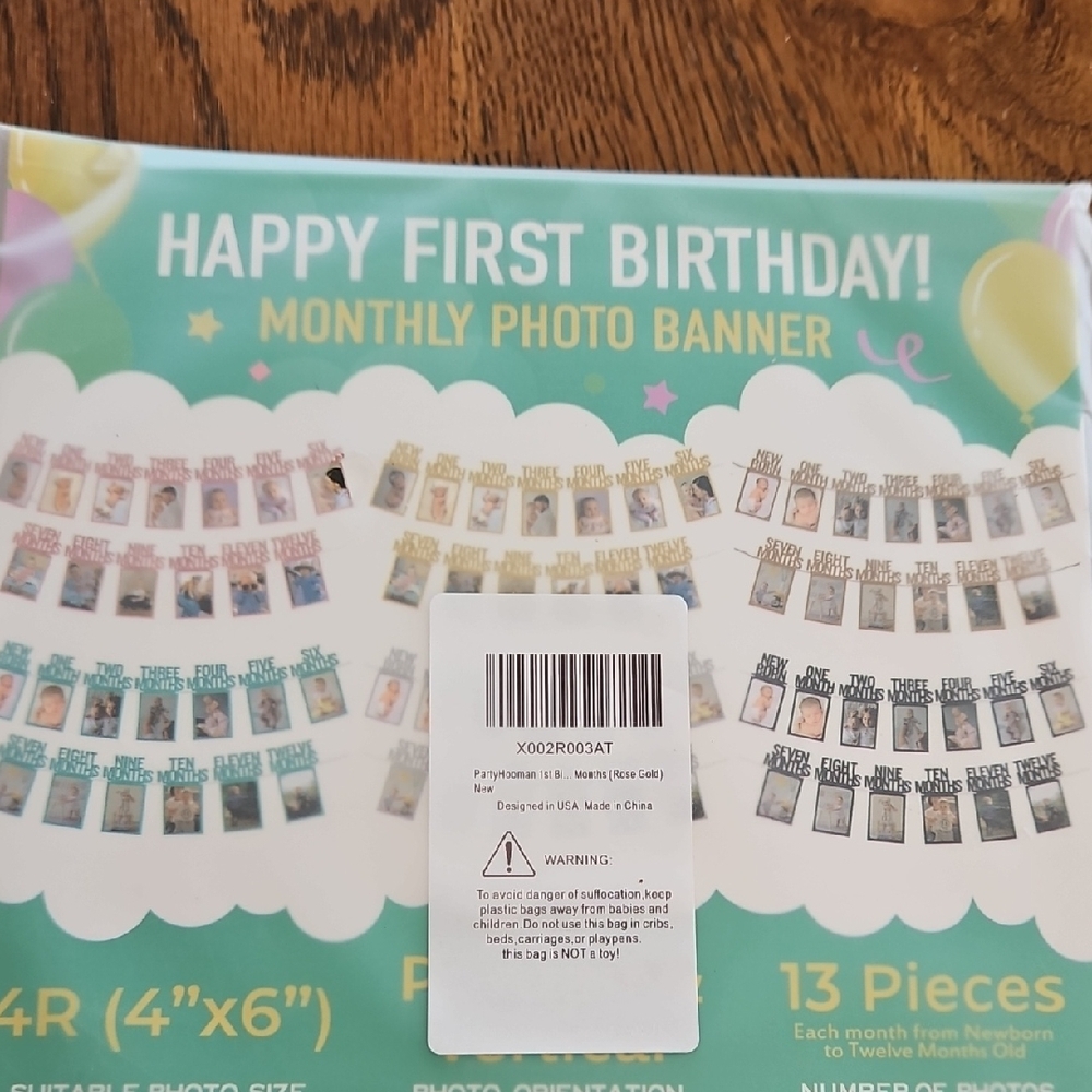 Pink First Birthday Photo Banner - Picture 3 of 4